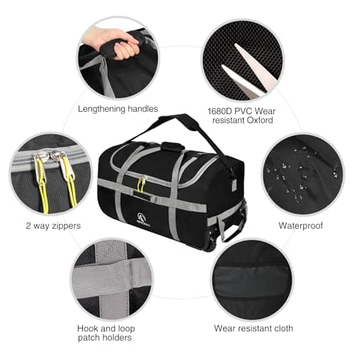 REDCAMP 120L Extra Large Holdall with Wheels,Foldable Wheeled Duffle Bag — view 5