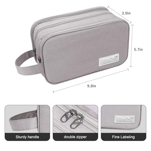 Namenand Travel Toiletry Bag,Large Capacity Cosmetic Bags for Men and Women,Waterproof Portable Pouch Open Flat Makeup Bag Organizer with Divider and Handle - Grey — view 2