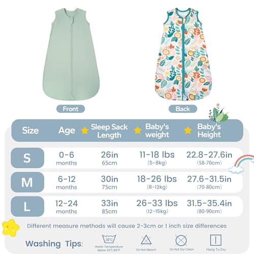 ZIGJOY 0.5 Tog Baby Sleeping Bag 6-12 Months 100% Cotton Summer Sleep Sack — view 6