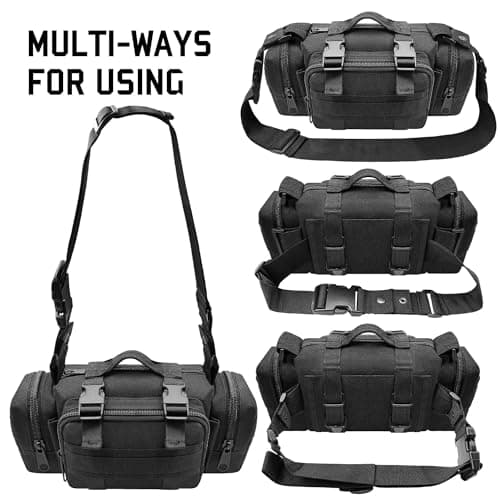 Tactical Duffel Bags for Men, 3P Military Molle Waist Fanny Packs EDC Utility Pouch Crossbody with Shoulder Strap Hand Carry — view 4