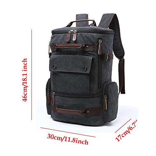 Canvas Backpack, Casual Backpack Unisex Vintage Canvas Rucksack Hiking Backpack Travel Bag Laptop Backpack School Bag Student Bag Satchel Trekking Backpack Camping Bag Coffee — view 3