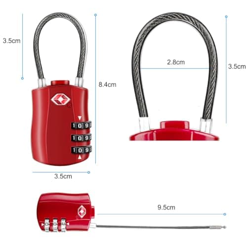 Diyife TSA Approved Luggage Locks with Flexible Steel Cable, Easy to Set up — view 6