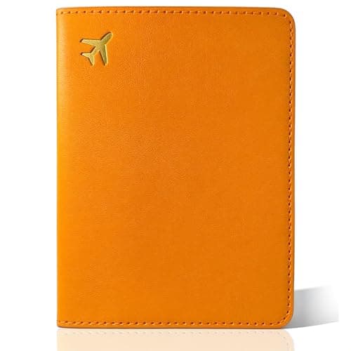 toTravelGear Passport Holder for Travel Essentials,RFID Blocking Passport Cover Case for Travel Accessories,Travel Wallet for Women Men, Orange, Minimalist