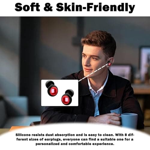 Noise Reduction Earplugs 33db, 2 Pcs Motorcycle Ear Plugs, Wind Noise Motorbike Earplugs for Sleeping,Concerts,Motorcycle,Focus Work & Travel – Includes 3 Sizes for All Ears (Black and Red) — view 4