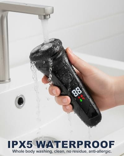 Lorrtta USB Charging Electric Razor for Men, Cordless 90-Min Runtime Electric Shaver with LED Display, IPX5 Waterproof Shavers with Pop-Up Trimmer for Smooth Shaving, Fathers Day Gift for Men — view 6