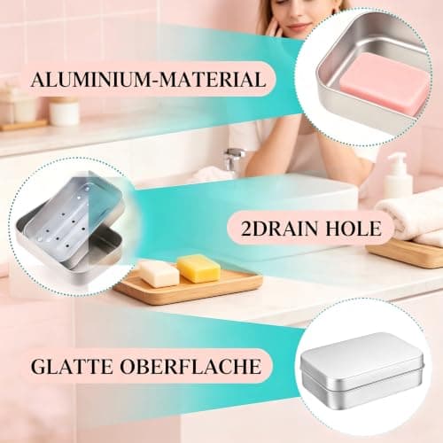 3 Pack Aluminum Soap Tins with Lid – 9.6x6.8x3cm Portable Soap Box, Removable Draining Soap Dish Holder for Travel, Gym, Dormitory, Home, Bathroom (Silvery) — view 4