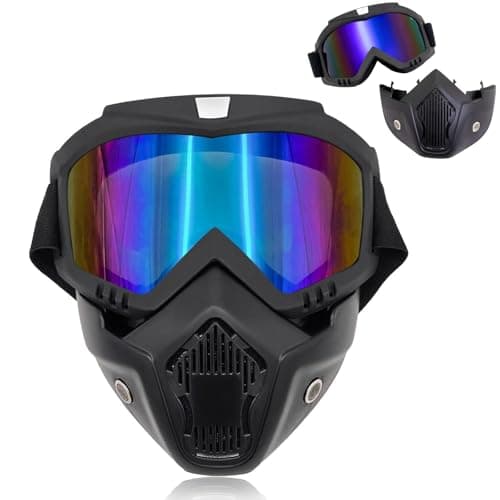 VJK Bike Goggles - Removable Face Mask, Motion Goggles for Riding, Dirt, Ski, ATV, Motocross, Racing, Windproof, Fog-Proof, Warm for Adults