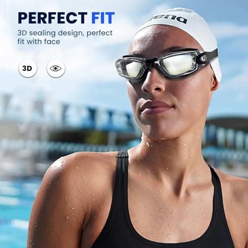 AMERITINS® Swimming Goggles Pack of 2, Anti-Fog Goggles Swimming Adults, Anti-Leak UV Protection Crystal Clear Vision with Free Protection Case, Nose Clips & Earplus Suitable for Adults & Kids — view 2