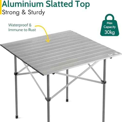 Trail Lightweight Aluminium Camping Table Folding Steel Frame and Roll Up Top with Bag (70cm x 70cm x 70cm) — view 2