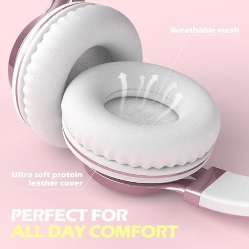 Ailihen C8 Wired Headphones with Microphone and Volume Control, Rose Gold — view 3