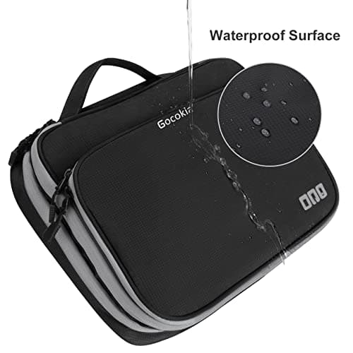 Gocokia Travel Cable Organizer Bag, 3 Layer X-Large Capacity Electronics Accessories Cord Storage Case Bag for Cables, SD Card,Chargers, Power Bank, Cellphone,Tablet(10.2")-Black — view 3