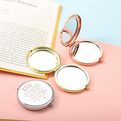 OVNMFH to My Granddaughter - Reflection Engraved Hand-Held Folding Mirror, Stainless Steel Compact Pocket Mirror, Folding Pocket Mirror Encouragement Gifts from Grandparents (Rose Gold) — view 3