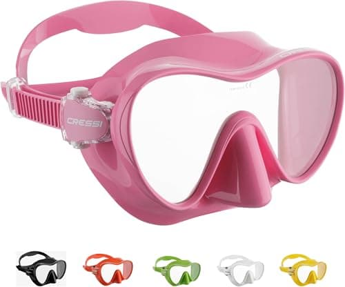 Cressi F1 Frameless Diving Mask - Anti-Fog Tempered Glass Snorkel Mask - Silicone Skirt for Secure Scuba Fit - Adjustable Buckles for Diving & Snorkelling - Pink - One Size