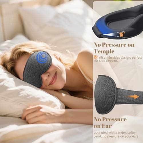 Vynix 100% Blackout Eye Mask for Sleeping - 3D Deep Contoured Sleep Mask for Men Women - Soft Comfortable Sleeping Mask - Adjustable Eyemask Black Out Night Masks for Travel Nap Yoga - Grey — view 5