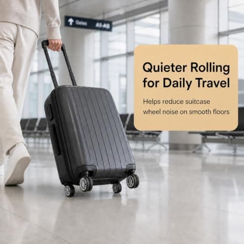 Wjelet 8 Pcs Suitcase Wheel Protectors, Silicone Suitcase Wheel Covers, Silent Luggage Wheels Protector Covers Black — view 6