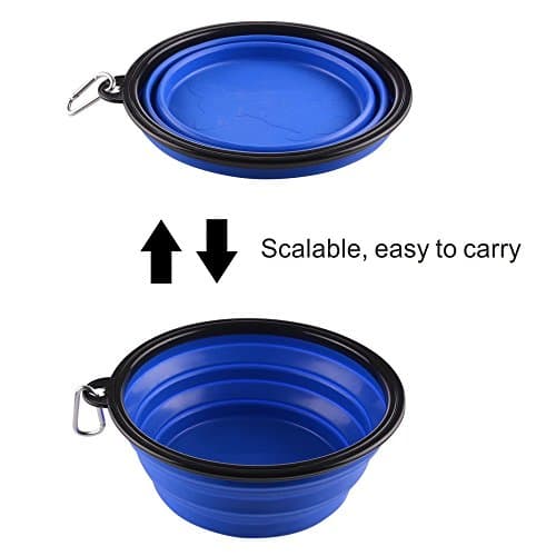 Extra Large Collapsible Dog Bowl, 3L XL Travel Dog Bowl, Foldable Travel Water Dish, 102oz X-Large Portable Collapsable Traveling Bowls with Carabiner for Dogs Walking, Hiking (Blue) — view 5