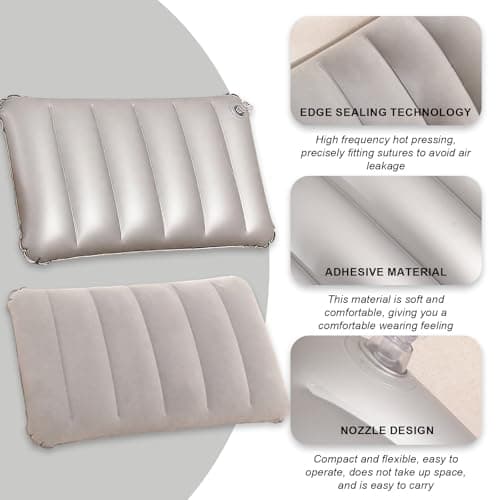 4 Pcs Inflatable Pillow, Flocked Blow Up Pillows for Camping — view 4