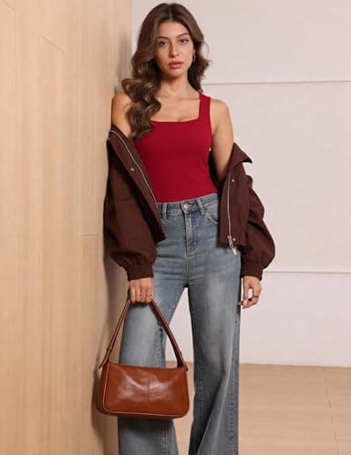 Aottori Thermal Vests for Women UK Square Neck Tank Top Ladies Sleeveless Base Layer Underwear Winter Warm Ribbed Slim Fit Basic Camisole Shirt Red M — view 5
