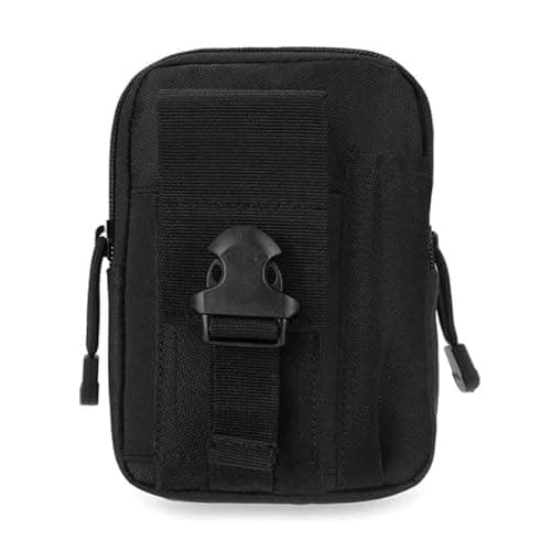 Molle Pouches, Men Belt Waist Bag, EDC Pouch, Compact Outdoor Multipurpose Utility Pouches, Fanny Packs with Cell Phone Holster Holder for Sports Hiking Camping Running(Color:Black) — view 2