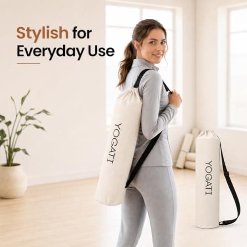 YOGATI® Yoga Mat Bag | Large Synthetic Cotton Yoga Mat Bags for Women and Men with Adjustable Strap | Perfect for Pilates and Exercise Mats | 19x80 cm Yoga and Pilates Mat Bag. White — view 5