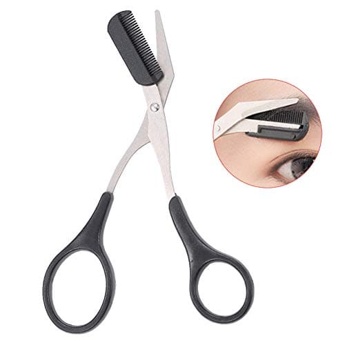 Professional Eyebrow Scissors Eyebrow Trimmer Eyebrow Remover Shaping Cut Comb Eyebrow Shaving Scissors Comb Hair Remover Beauty Tool with Non Slip Finger Grips for Men Women — view 5