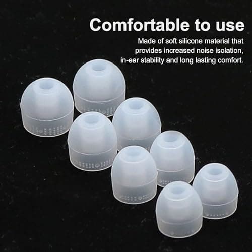 Vvikizy Replacement Earbuds Tips Soft Silicone Noise Cancelling Comfortable Fit for 4.0-5.5mm Earbuds 8 Pack — view 4