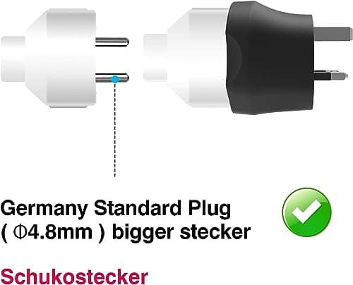 VINTAR EU to UK Plug Adapter 2 Pack, 2 Pin to 3 Pin Adapter Plug UK, Black — view 5