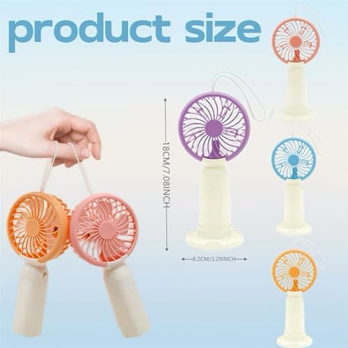 dididudi 4Pcs Desk Fan,Small and Powerful Handheld Fan Battery Operated with Lanyard & Detachable Base,Cooling Small Personal handheld fans for Travel Makeup Beach Camping Summer Gift — view 2