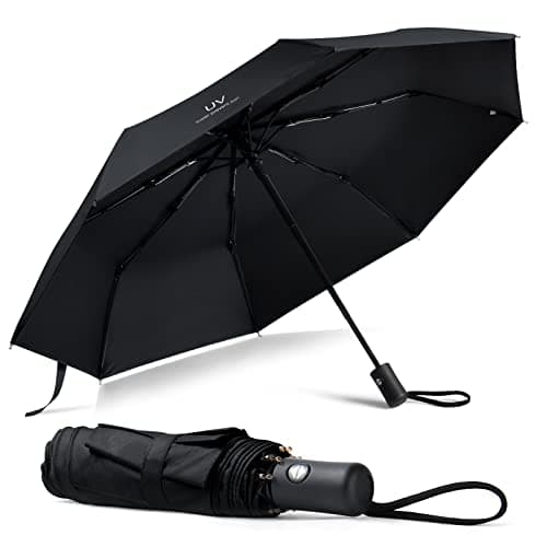 Vicloon Travel Umbrella, Automatic Windproof Umbrellas, UV Protection Travel Umbrella Compact for Rain and Sun, Folding Lightweight, Portable Umbrellas for Women and Men