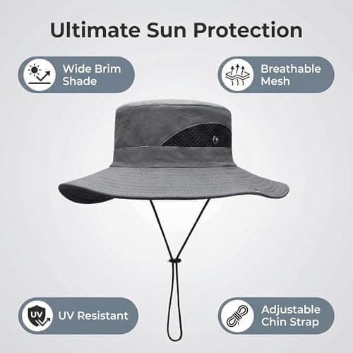 Wide Brim Sun Hat,Breathable Foldable Bucket Boonie Hat for Men Women — view 2