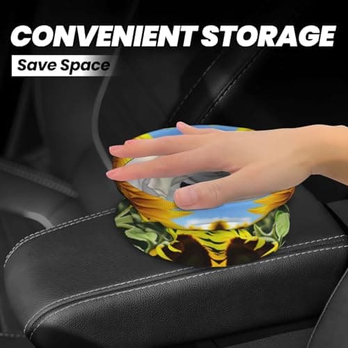 MDATT Yellow Sunflower Car Trash Can Leak-Proof Organizer For Long Road Trips And Family Vacations — view 4