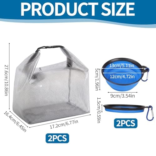 NEUSID 2 Pack Dog Food Travel Bag Roll-Top Closure, 7.7 L Dog Food Containers for Dry Food with 2 Foldable Bowls for Car Trips, Camping — view 2