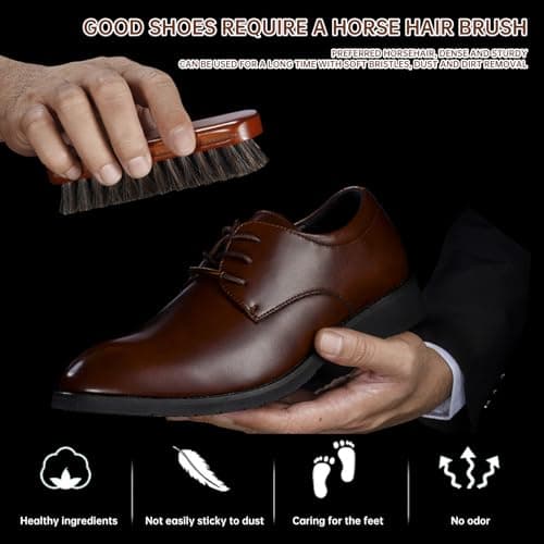 SULIVES Premium Shoe Cleaning Kit, 7 Piece Shoe Shine Kit with Horse Hair Brush, One Box of Black and White Shoe Polish Each, Two Cleaning Cloths, Metal Shoe Pull — view 4