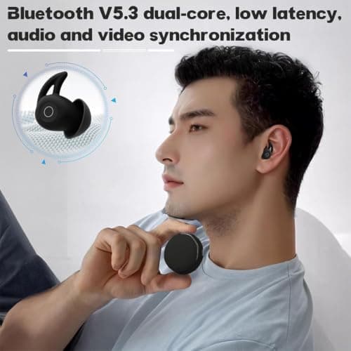 Bluetooth Mot Earbuds, Motrcycle Helmet Bluetooth Earbuds Wireless, Ipx7 Bluetooths Earphones Noise Cancelling Extra-Long Battery Life for Cycling Motrbike Riding (Black) — view 5