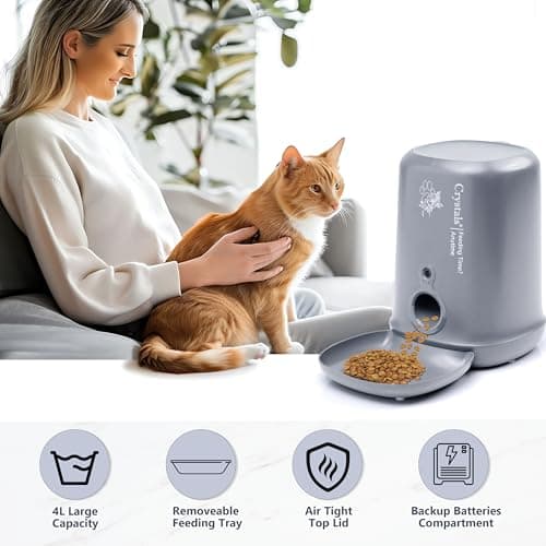 Crystals Automatic Cat & Dog Feeder with Camera – Grey, 4L Auto Cat Feeder, 1080P HD Pet Camera, Night Vision, App Control, 2-Way Audio, Motion Detection, Electric Feeder with Battery Backup — view 6