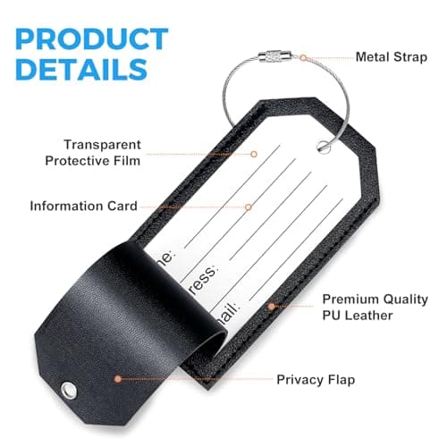 Gloppie 2 Pack Travel Luggage Tags PU Leather Steel Loop Labels Yellow — view 3