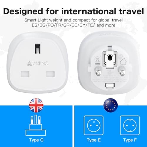 AUNNO Pack of 2 UK to European Plug Adapter, UK 3 Pin to European 2 Pin Plug Converter, Euro Type C, E, F and Type G, EU Plugs for Germany, France, Spain, Greece, Poland etc — view 4