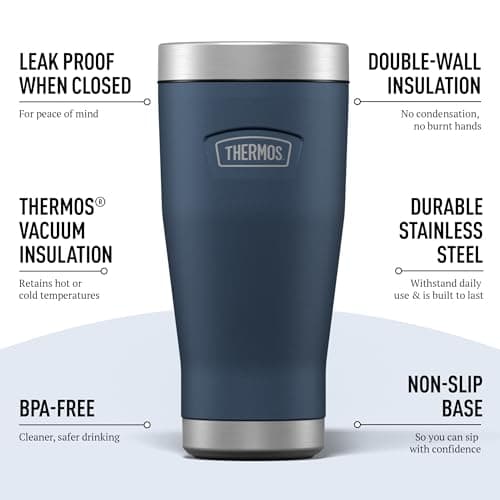 Thermos Icon Solent Navy Travel Coffee Tumbler (470ml) 7h Hot | 22h Cold — view 2