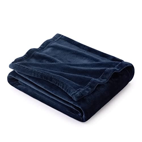 Bedsure Fleece Throw Blanket for Sofa - Flannel, Navy Blue, 130x150 cm