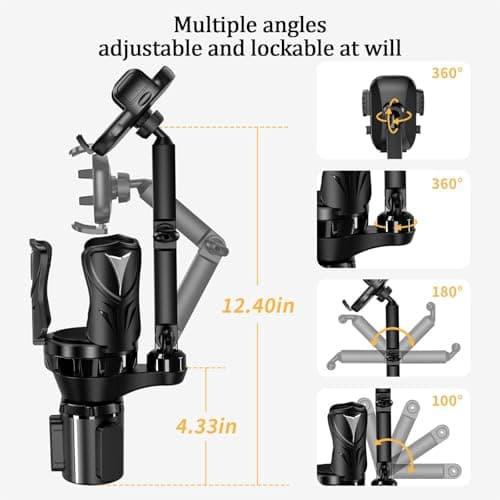 3-in-1 Car Cup Holder Expander with Adjustable Phone Mount – Universal Spill-Proof Bottle Holder & 360° Rotating Phone Stand for Large Drinks and Smartphones up to 4.1 Inches — view 4