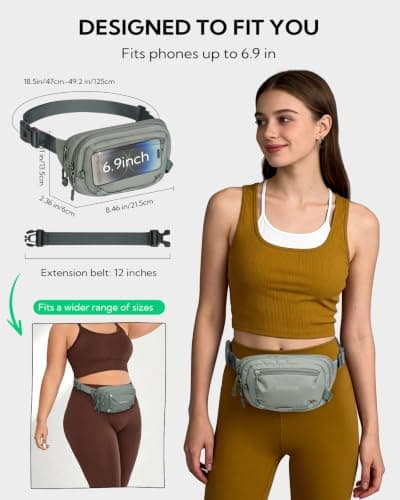 Waterfly Bum Bag Fanny Pack: Small Waist Bumbag with RFID Blocking Grey — view 4