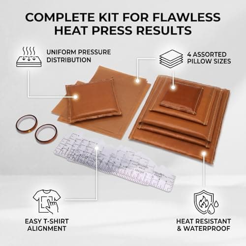 AUNMAS Heat Press Mat Starter Kit, PTFE Sheets Tape Rulers, Non Stick Heat Proof Foam Materials for DIY Garment Sublimation Projects T Shirts Bags — view 4