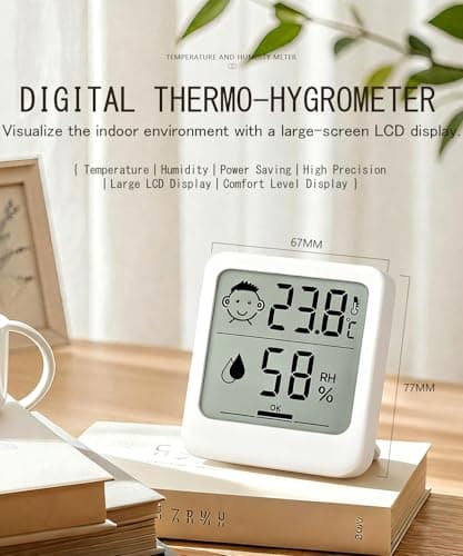 Digital Hygrometer Baby Room Thermometer Indoor Reptile(2 Pack White AAA — view 2