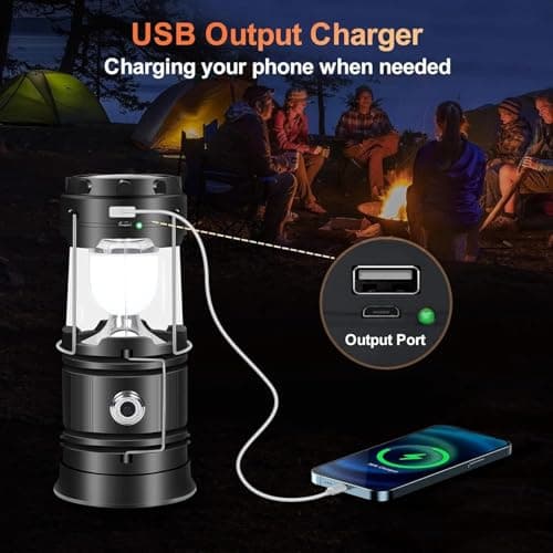 Rechargeable Solar Camping Lantern with USB Charger – Collapsible 2-in-1 LED Lantern & Flashlight – Ideal for Emergency, Hiking, Outdoor Adventures — view 6