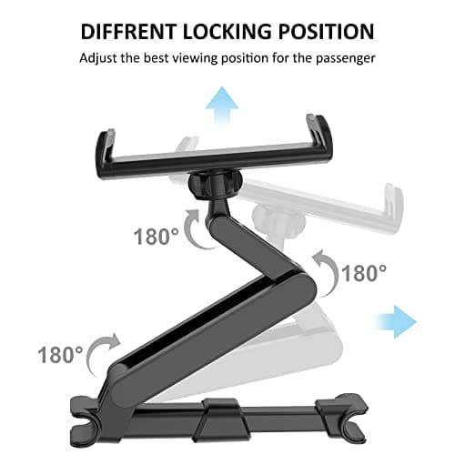Giftorld Car Headrest Backseat Mount, 360° Rotating Adjustable Car Backseat Headrest Tablet/Phone Holder, Compatible for ALL 4"-11" Tablets, cellphones, iPhone, iPad Air Mini, Galaxy. — view 3
