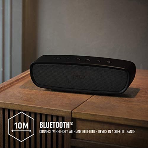 Jam Heavy Metal Bluetooth Wireless Speaker - Compact & Portable with up to 8 Hours of Playtime, Dual Passive Bass Radiator with Lifelike 20W Stereo Sound, Speakerphone Function, Aux-In Port - Black — view 4