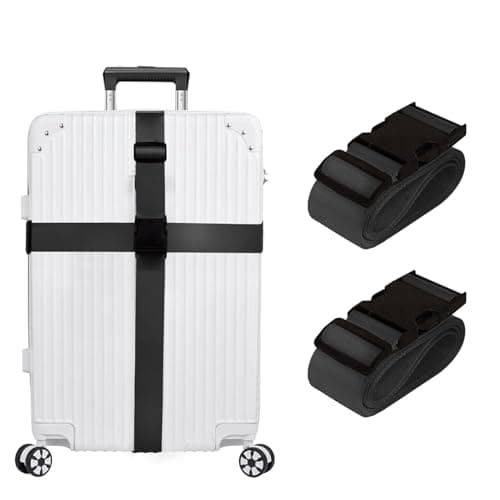 2 Pcs Luggage Straps Suitcase Straps Personalised Adjustable Case Strap for Suitcase, Luggage Belt with Quick Release Buckle, Travelling Luggage Accessories (black)