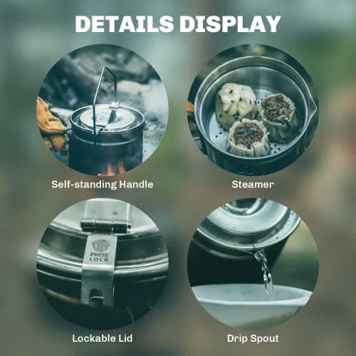 Fire-Maple Camping Pot 1.2L Stainless Steel Hanging Cup Steamer — view 4
