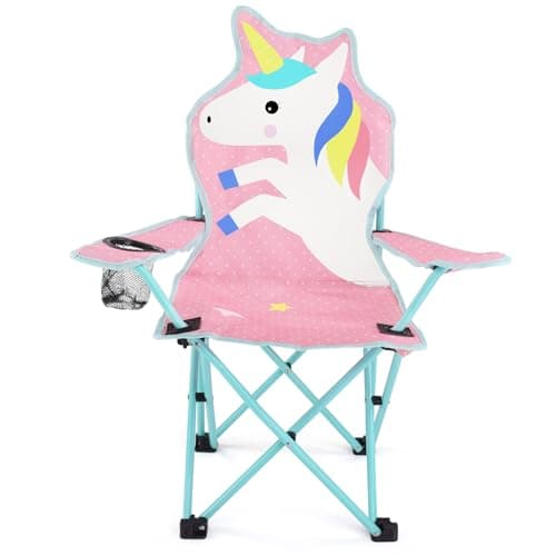 Meng Jiaran Kids Unicorn Folding Camping Chair Oxford Cloth with Cup Holder