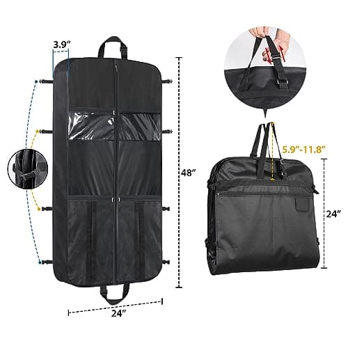 Univivi Suit Bags for Men, Suit Carrier for Travel, 48in Garment Bag, Black — view 2